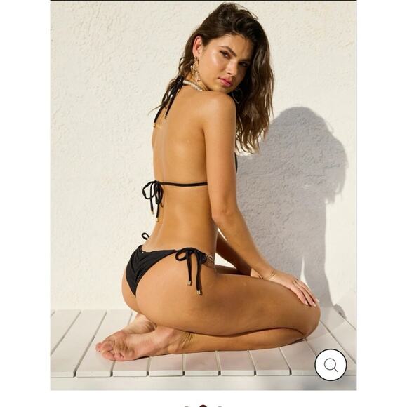 NWT Beach Bunny Kinsley Tie Side Bottom – Black – Size XL - Picture 2 of 8